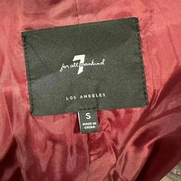 7 FOR ALL MANKIND Women Size S Pink/Red Plaid Double Breasted Peacoat Jacket - Picture 5 of 7